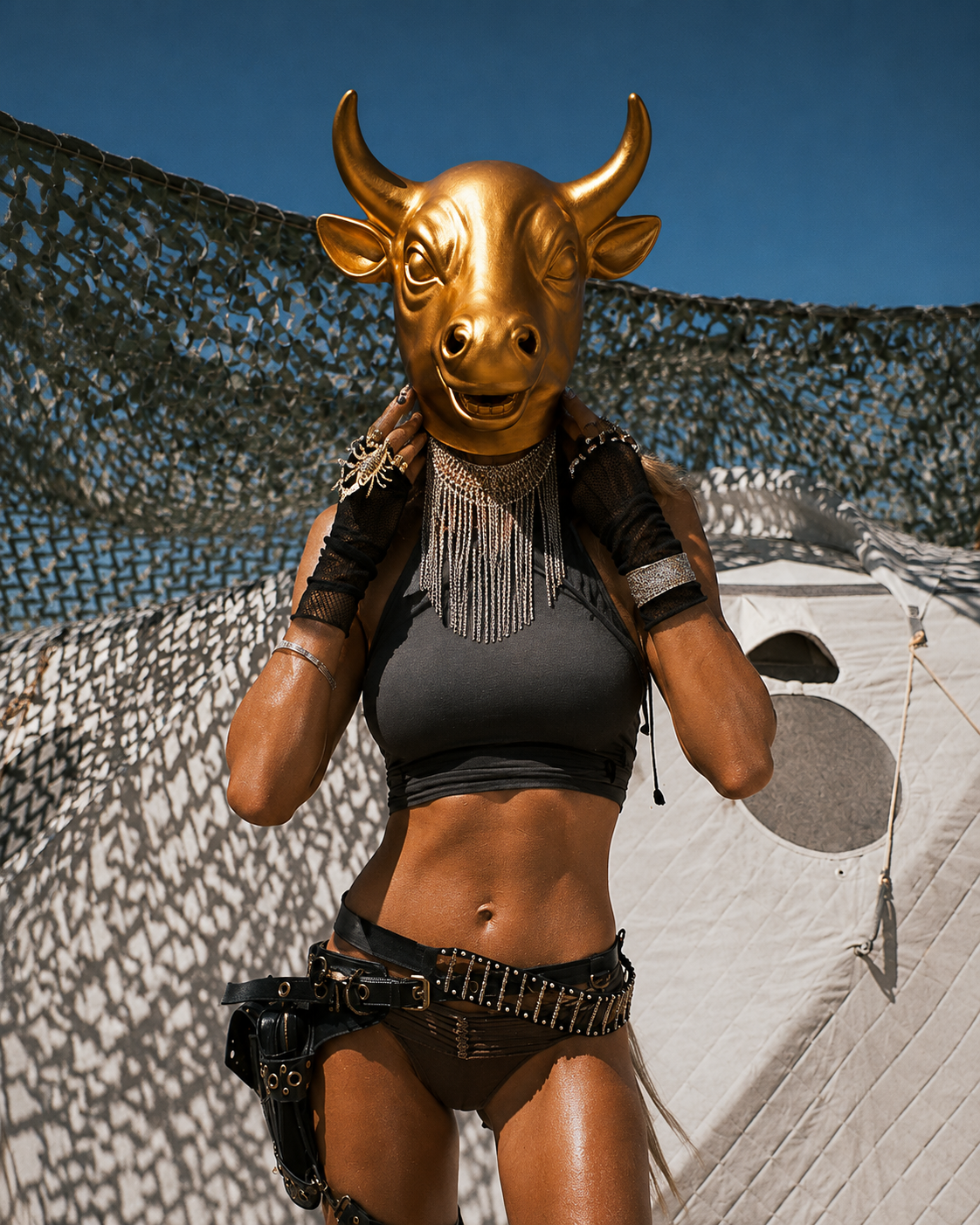 Golden Crypto Bull Premium Mask
